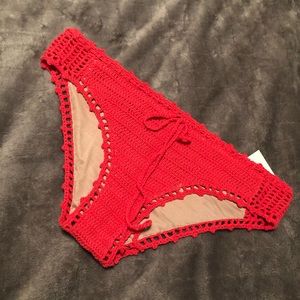 NWT Bikini Lab Coral Crochet Swim Suit Bottoms